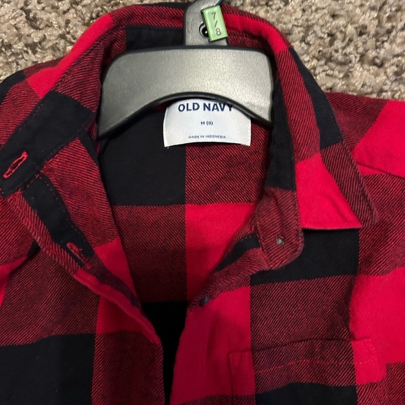 Old Navy Kids Stripped Red and Black Plaid Shirt - Picture 2 of 2